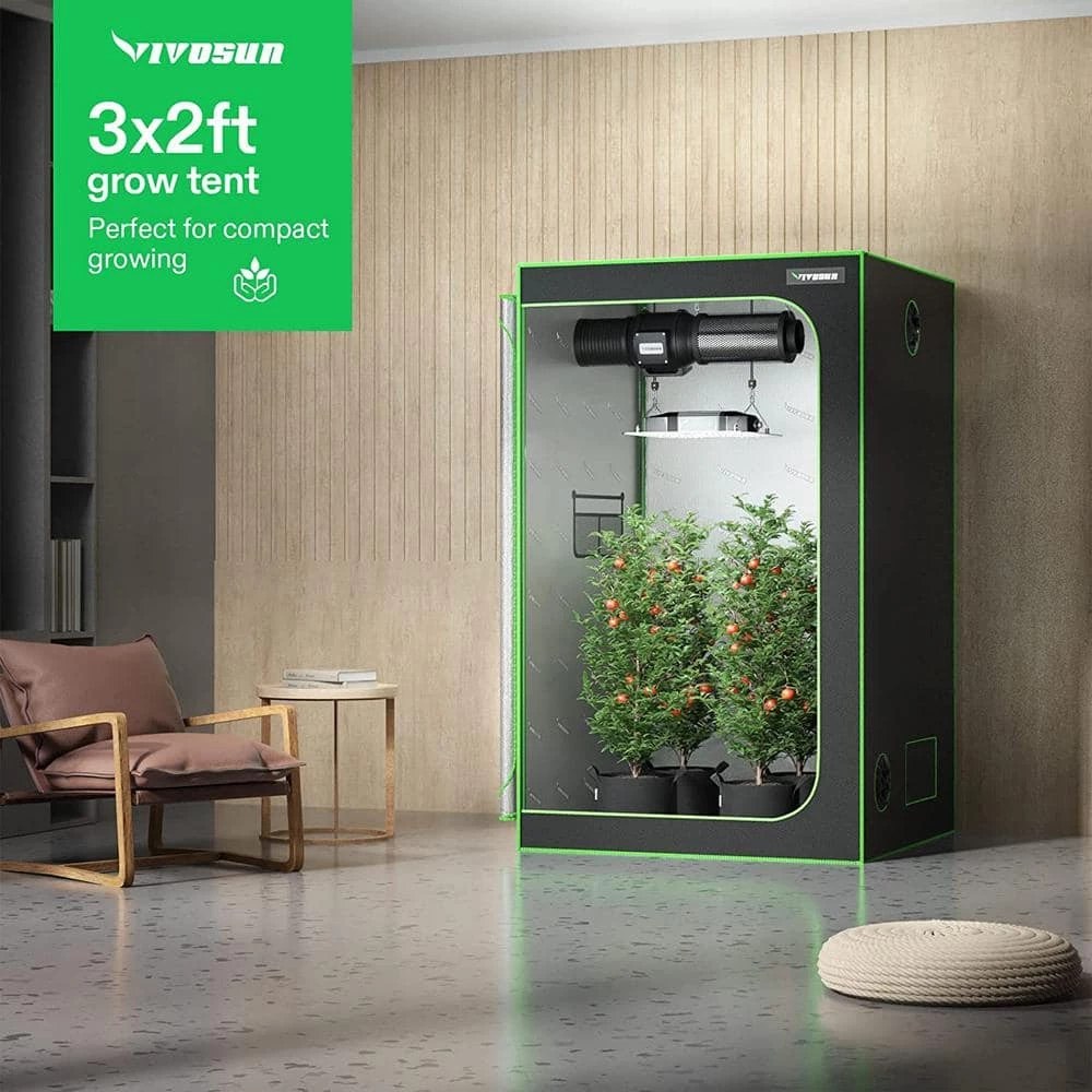 VIVOSUN 3 ft. x 1.5 ft. High Reflective Mylar Grow Tent with Observation Window and Floor Tray - Image 2