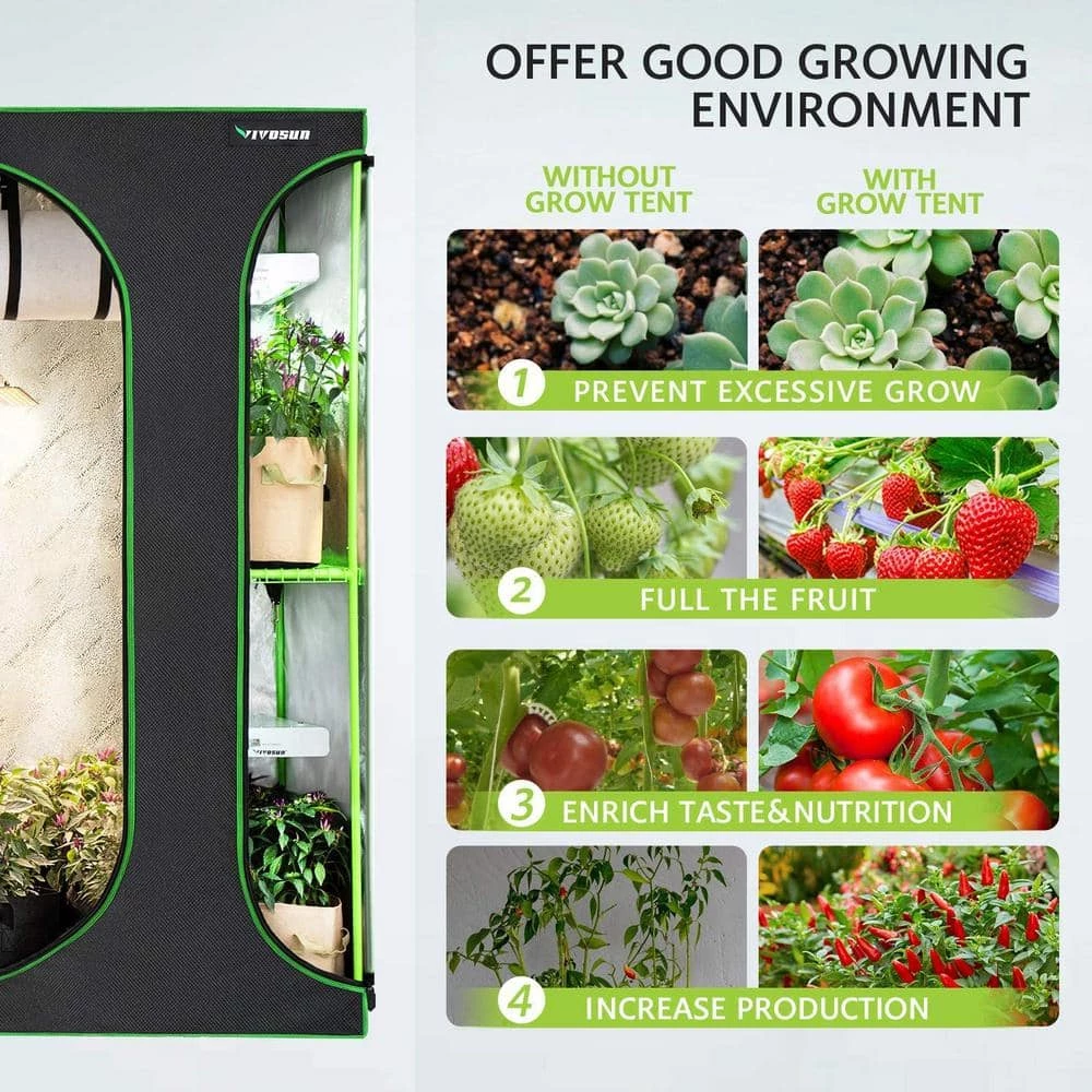 VIVOSUN 5 ft. L x 4 ft. L 2 in 1 Mylar Reflective Grow Tent for Indoor Growing System - Image 4