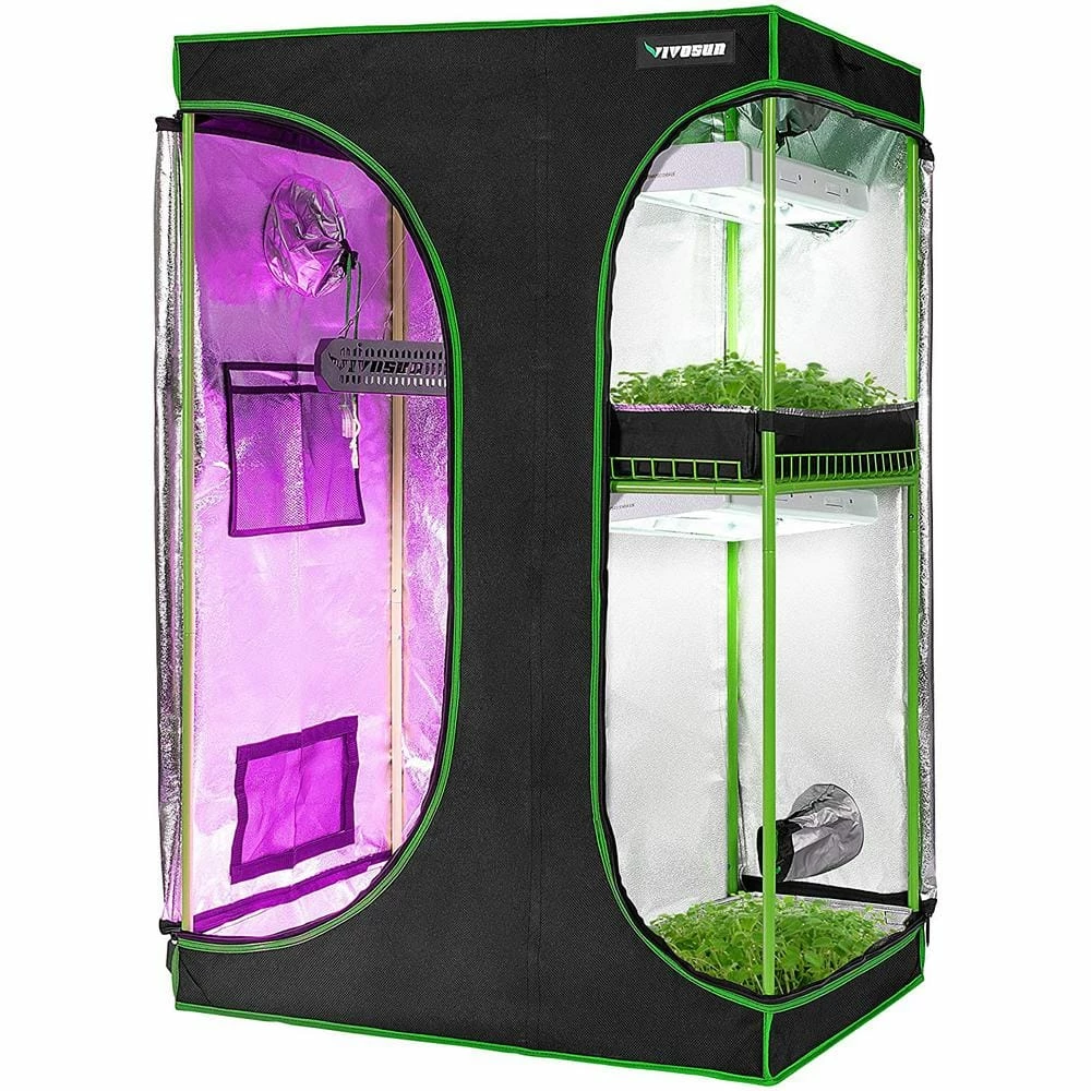 VIVOSUN 5 ft. L x 4 ft. L 2 in 1 Mylar Reflective Grow Tent for Indoor Growing System