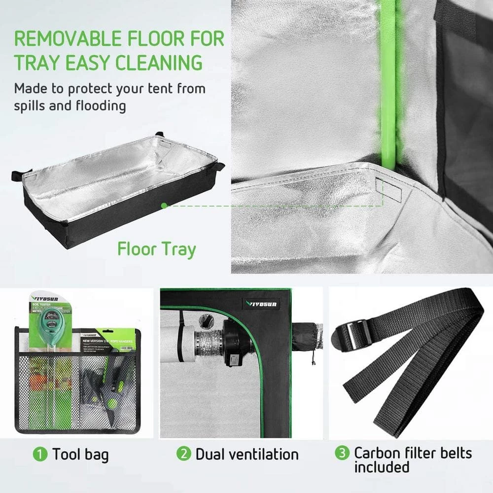 VIVOSUN 5 ft. L x 4 ft. L 2 in 1 Mylar Reflective Grow Tent for Indoor Growing System - Image 6