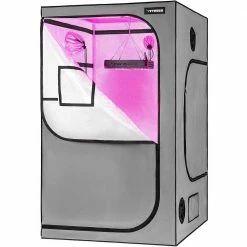 VIVOSUN 4 ft. L x 4 ft. W Grey Grow Tent with Observation Window and Floor Tray