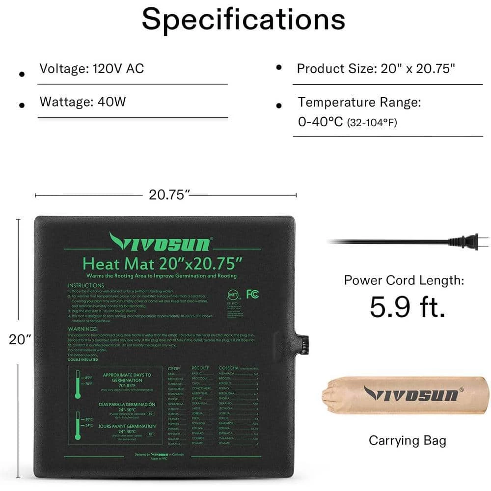 VIVOSUN 20 in. x 20.75 in. Durable Waterproof Seedling Heat Mat - Image 2