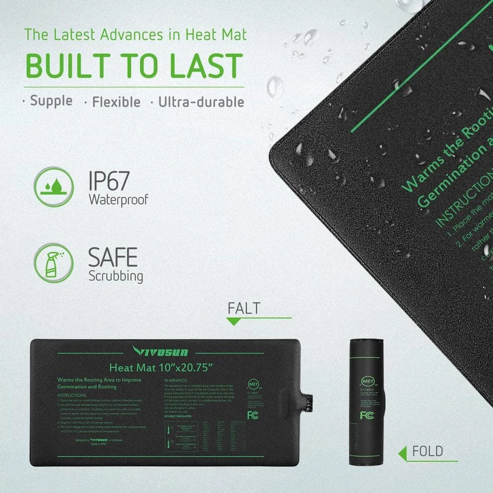 VIVOSUN 10 in. x 20.75 in. Seedling Heat Mat and Digital Thermostat Combo Set - Image 5