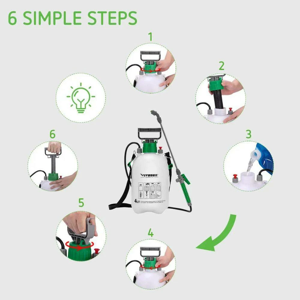 VIVOSUN 1 Gal. Pump Pressure Sprayer with 3 Water Nozzles and Adjustable Shoulder Strap - Image 5