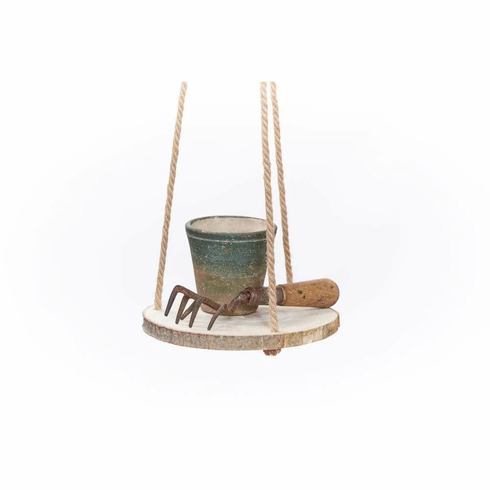 Primitive Planters 6 in. Hardwood Hanging with Jute