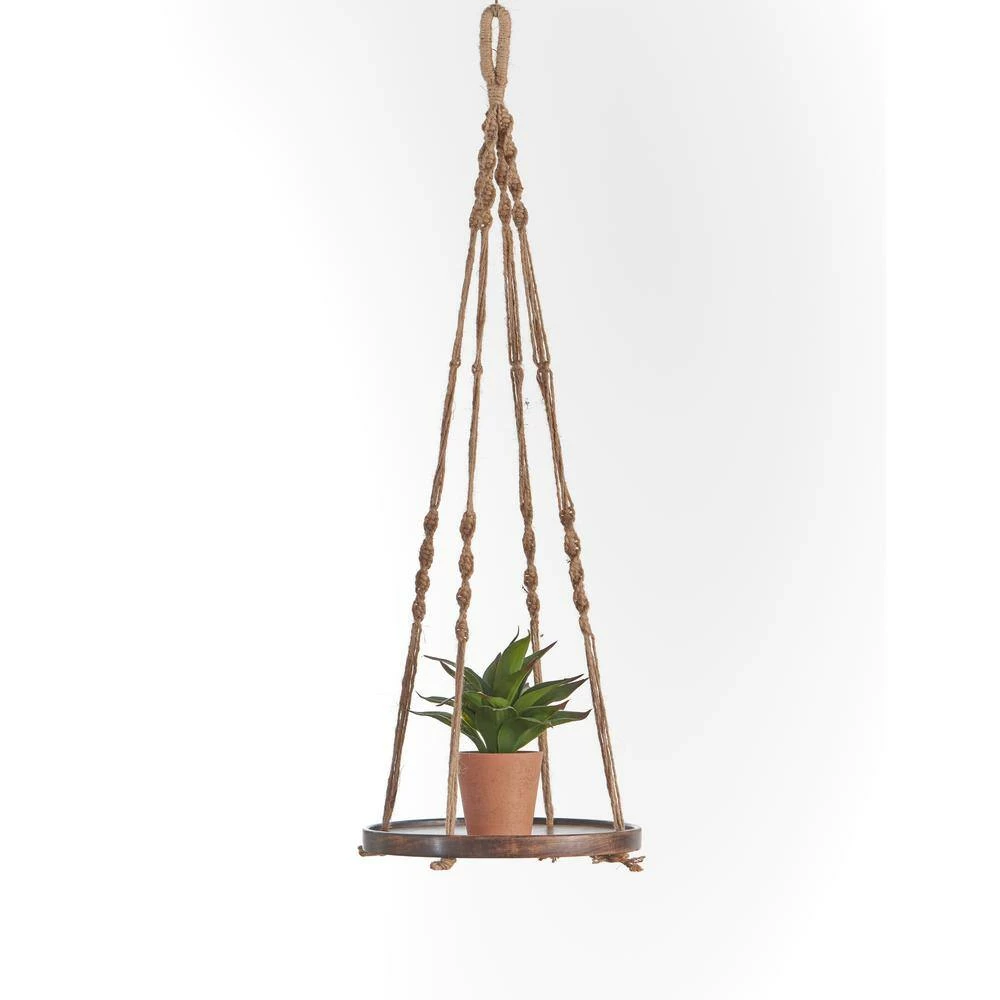 Primitive Planters 36 in. Jute Wooden Shelf Hanger - Image 4