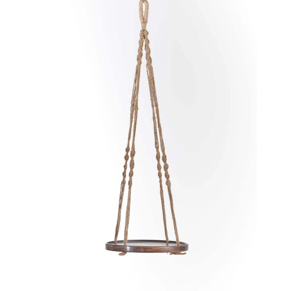 Primitive Planters 36 in. Jute Wooden Shelf Hanger