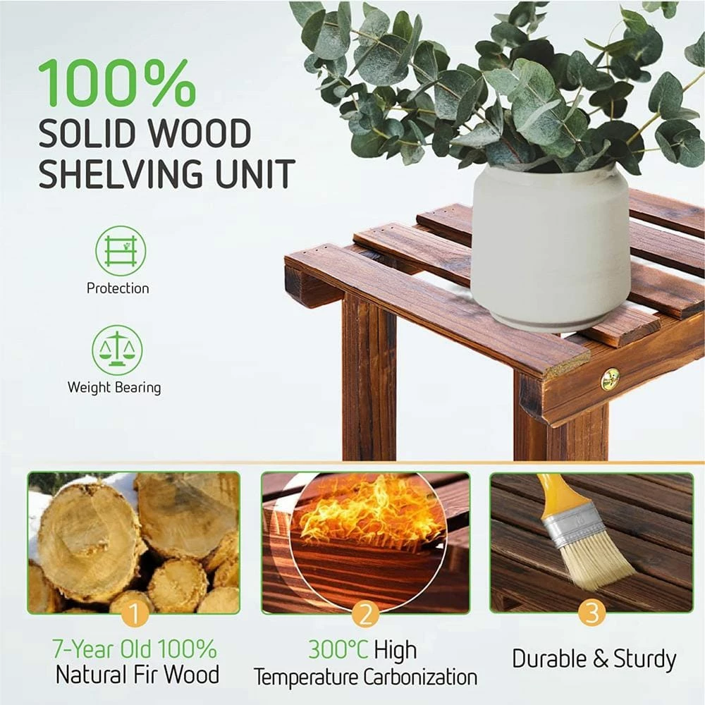 VIVOSUN Indoor Wooden Plant Stand (6 Tiers 11 Potted) - Image 4