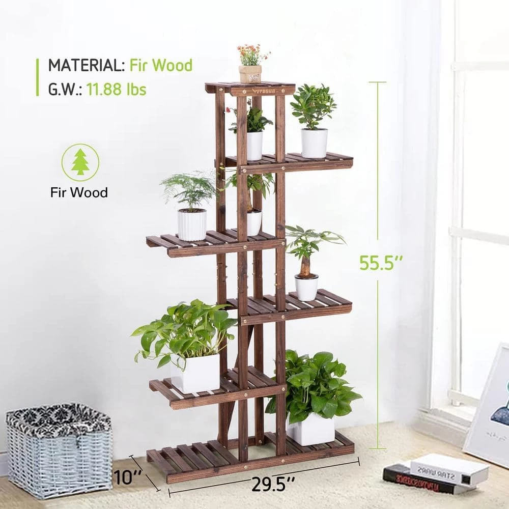 VIVOSUN Indoor Wooden Plant Stand (6 Tiers 11 Potted) - Image 6